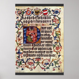 Portret van keizer Maximilian I en zijn leraar B Poster