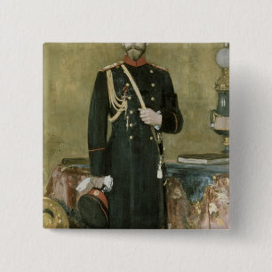 Portret van keizer Nicholas II 1895 Vierkante Button 5,1 Cm