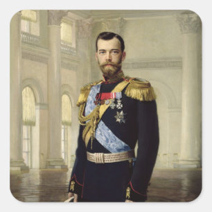 Portret van keizer Nicholas II, 1900 Vierkante Sticker