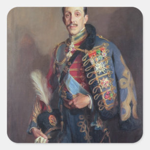 Portret van King Alfonso XIII van Spanje, 1927 Vierkante Sticker