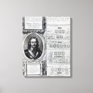 Portret van koning Charles I met diagrammen Canvas Afdruk