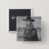 Portret van koning Charles I Vierkante Button 5,1 Cm (Voorkant /achterkant)