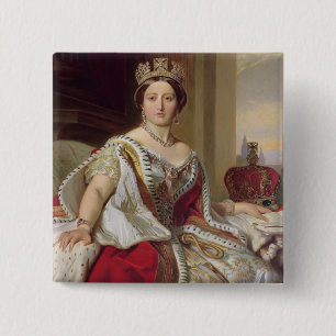 Portret van Koningin Victoria (1819-1901) 1859 (ol Vierkante Button 5,1 Cm