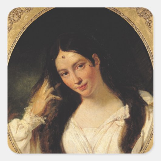 Portret van "La Malibran" Vierkante Sticker (Voorkant)