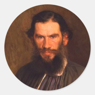 Portret van Leo Tolstoy (door Ivan Kramskoi, 1873) Ronde Sticker