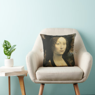 Portret van Leonardo da Vinci van Ginevra Benci Kussen
