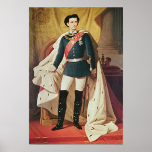 Portret van Ludwig II van Beieren in uniform Poster