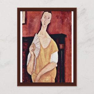 Portret van Lunia Czechowska met ventilator Briefkaart