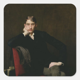 Portret van M. Fitzgerald, 1889 Vierkante Sticker