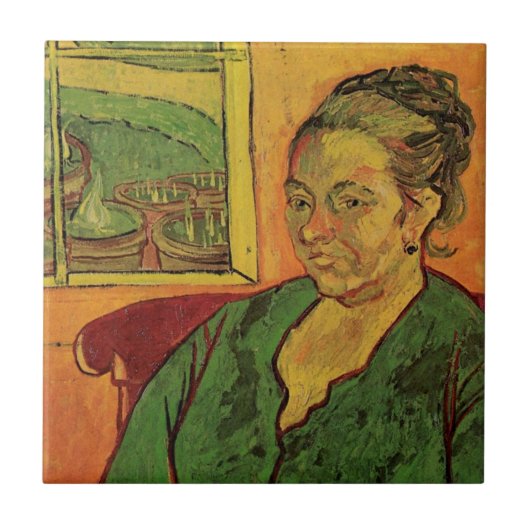 Portret van Madame Augustine Roulin | 1888 Tegeltje (Voorkant)