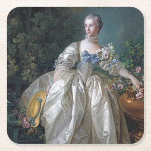 Portret van Madame Bergeret, Boucher Vierkante Kartonnen Onderzetter