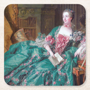 Portret van Madame Pompadour, Boucher, 1756 Vierkante Kartonnen Onderzetter