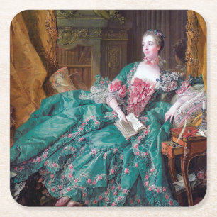 Portret van Madame Pompadour, Boucher Vierkante Kartonnen Onderzetter