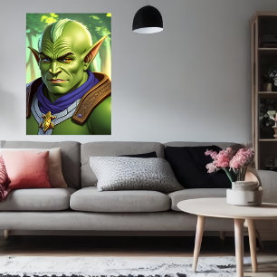 Portret van man of elf hybride   AI Art. Poster