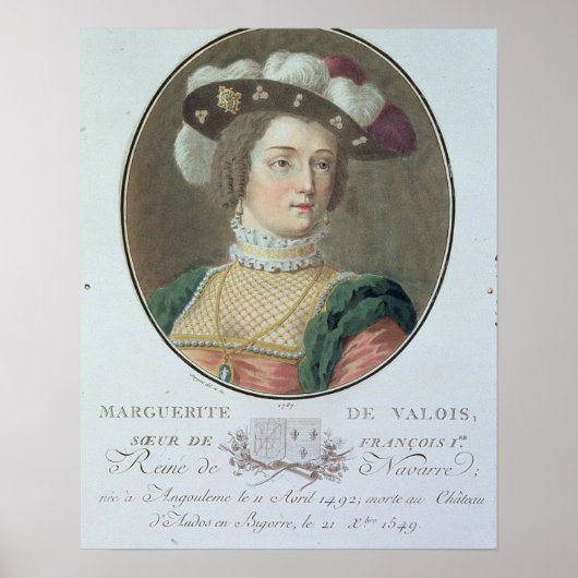 Portret van Marguerite de Valois (1492-1549), 1787 Poster (Voorkant)