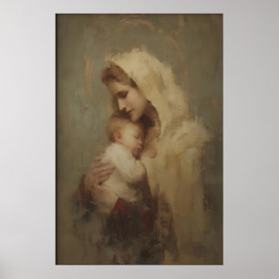Portret van Maria met het kindje Jezus, Christelij Poster