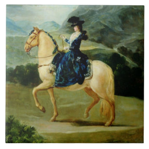 Portret van Maria Teresa de Vallabriga op horsebac Tegeltje