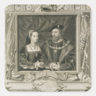 Portret van Mary (1496-1533) Queen of France, en Vierkante Sticker