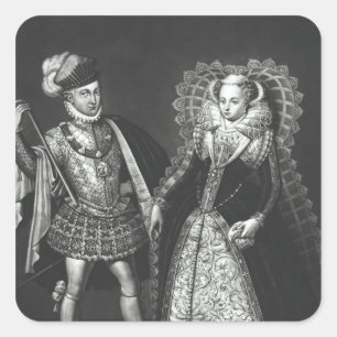Portret van Mary Queen of Scots Vierkante Sticker