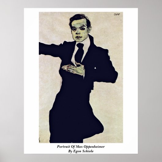 Portret van Max Oppenheimer door Egon Schiele Poster (Voorkant)