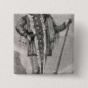 Portret van Meriwether Lewis gegraveerd Vierkante Button 5,1 Cm