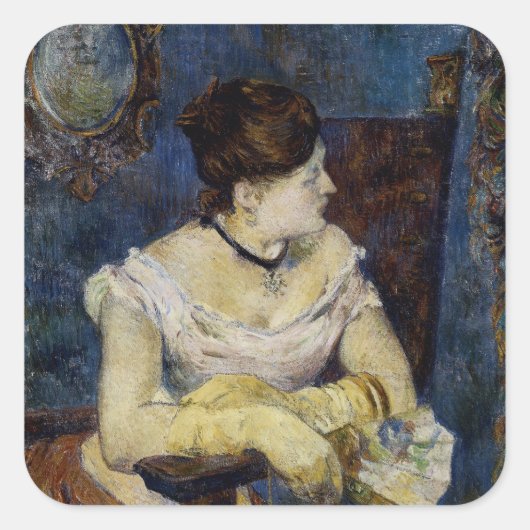 Portret van Mette Gauguin, de vrouw van de kunsten Vierkante Sticker (Voorkant)