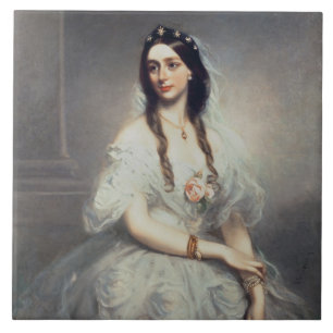 Portret van mevrouw C.W.Stoughton (d.1907), driekw Tegeltje