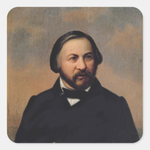 Portret van Michail Ivanovitsj Glinka, jaren 1850 Vierkante Sticker