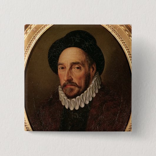Portret van Michel Eyquem de Montaigne Vierkante Button 5,1 Cm (Voorkant)
