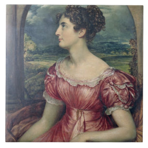 Portret van Miss Puxley, 1826 (olie op doek) (zie Tegeltje