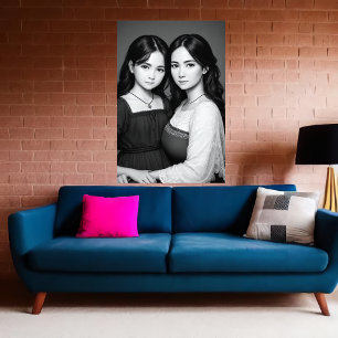 Portret van moeder en dochter   AI Art Poster