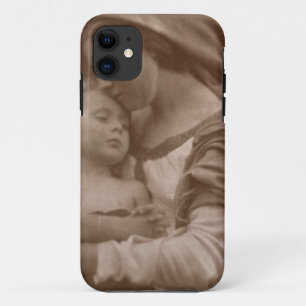 Portret van moeder en kind (foto sepia) iPhone 11 hoesje