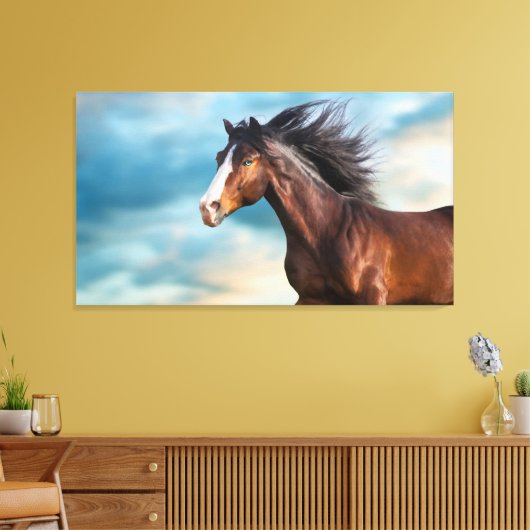 Portret van mooi paard met lange manen canvas afdruk (Insitu (Woonkamer))