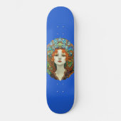 Portret van mooie vrouw in Glas in lood stijl Skateboard (Voorkant)