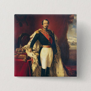 Portret van Napoleon III keizer van Frankrijk Vierkante Button 5,1 Cm