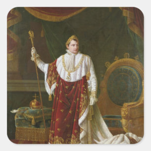 Portret van Napoleon in zijn Coronation Robes Vierkante Sticker