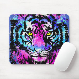 Portret van Neon Pink Tiger Head - Muismat van Tig
