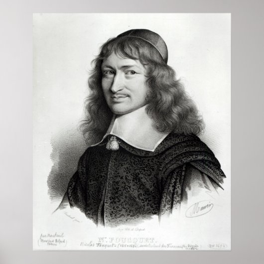 Portret van Nicolas Fouquet, gegraveerd door Mauri Poster (Voorkant)