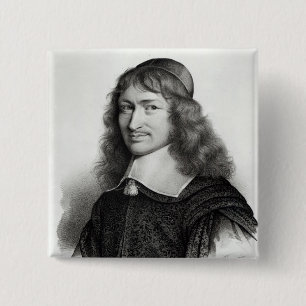 Portret van Nicolas Fouquet, gegraveerd door Mauri Vierkante Button 5,1 Cm