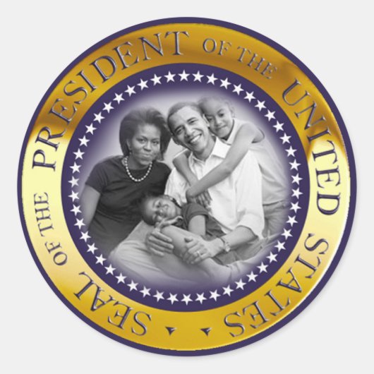 Portret van Obama President Seal Ronde Sticker (Voorkant)