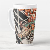 Portret van oosterse japanese ukiyo-e samurai latte mok (Linkerhoek)