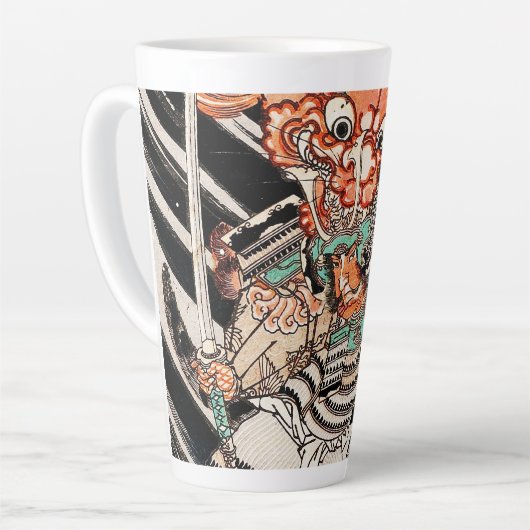 Portret van oosterse japanese ukiyo-e samurai latte mok (Linkerhoek)