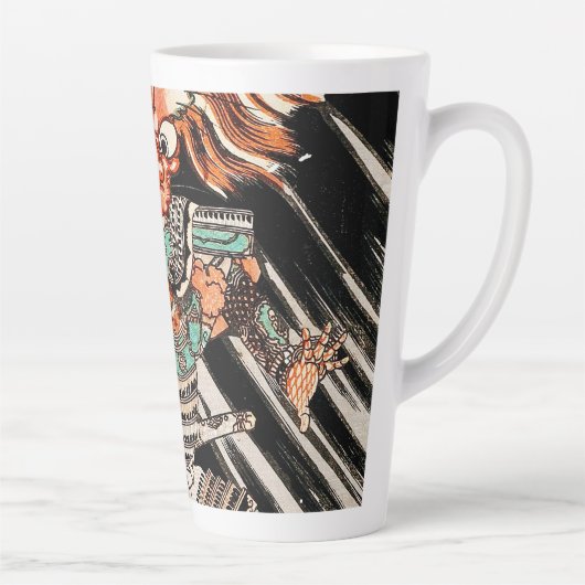 Portret van oosterse japanese ukiyo-e samurai latte mok (Rechts)