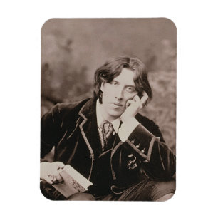 Portret van Oscar Wilde (1854-1900), 1882 (b/w pho Magneet