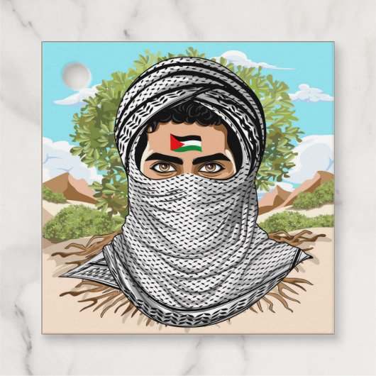 portret van palestijnse vrijheidsstrijder bedankjes labels (Voorkant)
