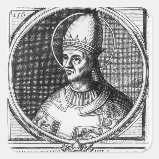 Portret van Paus Gregory VII Vierkante Sticker (Voorkant)