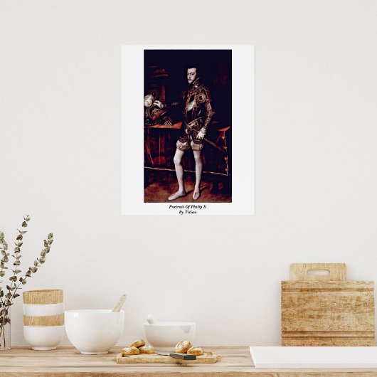 Portret van Philip II door Titiaan Poster (Keuken)
