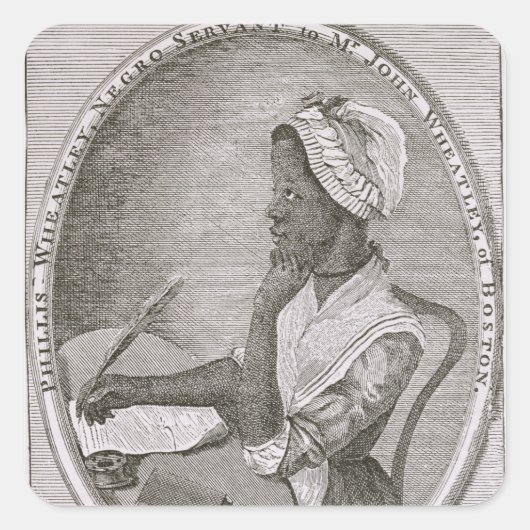 Portret van Phillis Wheatley Vierkante Sticker (Voorkant)