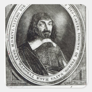 Portret van Rene Descartes, 1644 Vierkante Sticker