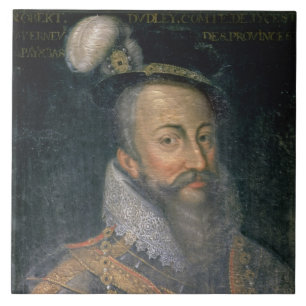 Portret van Robert Dudley (1532-88) Earl of Leices Tegeltje